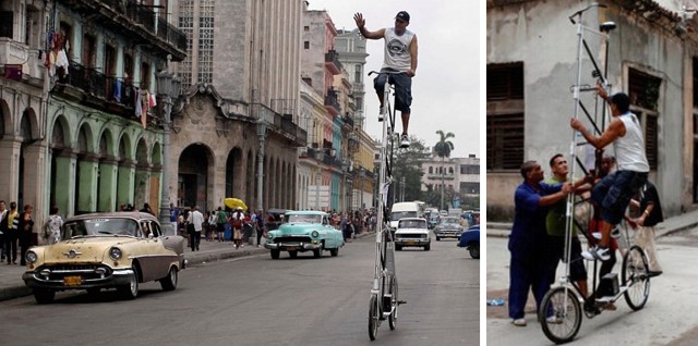 Havana man rides 4-meter high bike